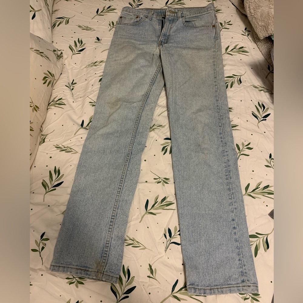 Levi straight leg vintage light wash jeans.